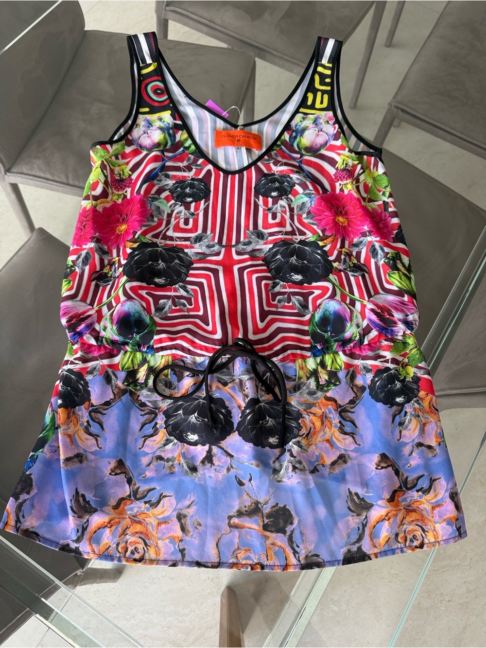 Clover Canyon Multicolor Floral & Geo Print Tank Top size S